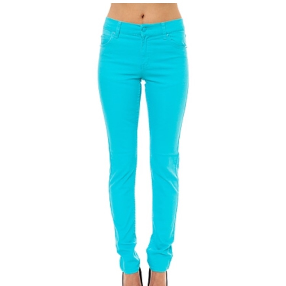 Turquoise jeans / jeggings! Straight leg, stretchy